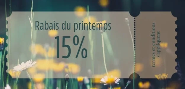 Spring promotion graphic for Foressence chalets, April discount