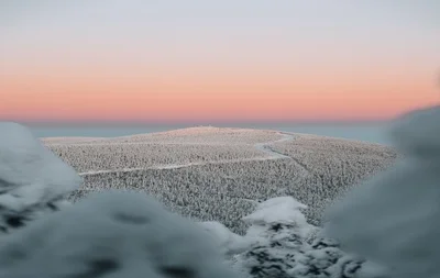 View of Mont Gosford at sunset in winter